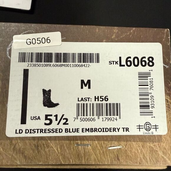 New Circle G Corral L6068 Light Blue Distressed Snip Toe Boots 5.5 - Picture 6 of 6